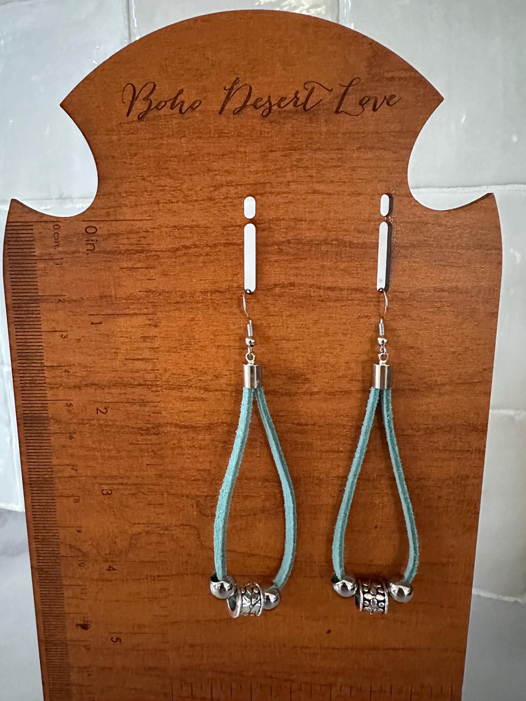 Blue Suede, Antique Silver Bead Earrings