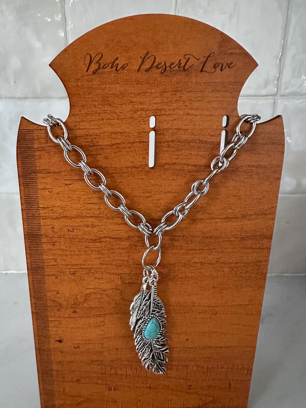 Antique Silver Feathers on Stainless Steel Chain