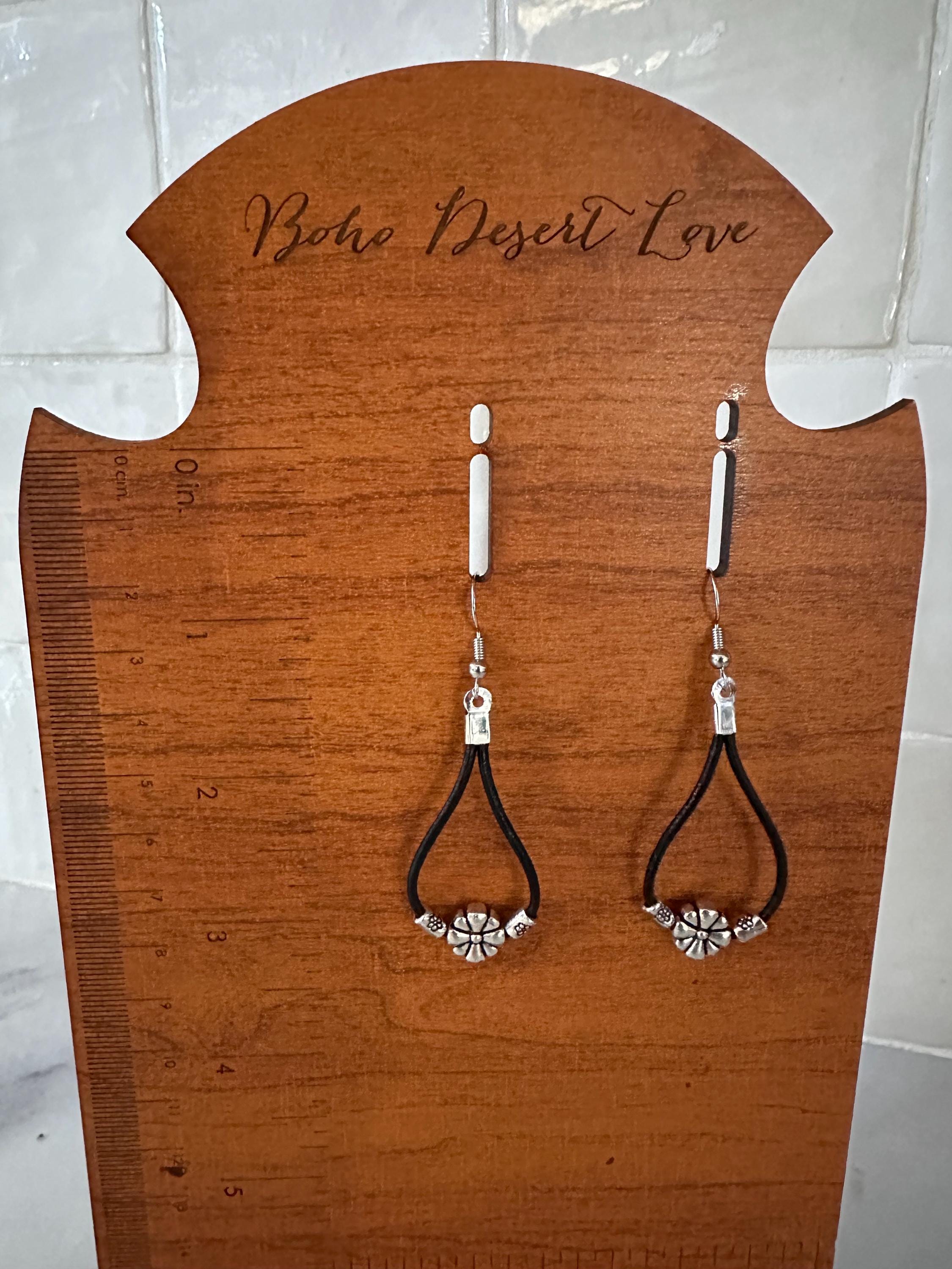 Antique Silver Beads, Leather Cord Earrings