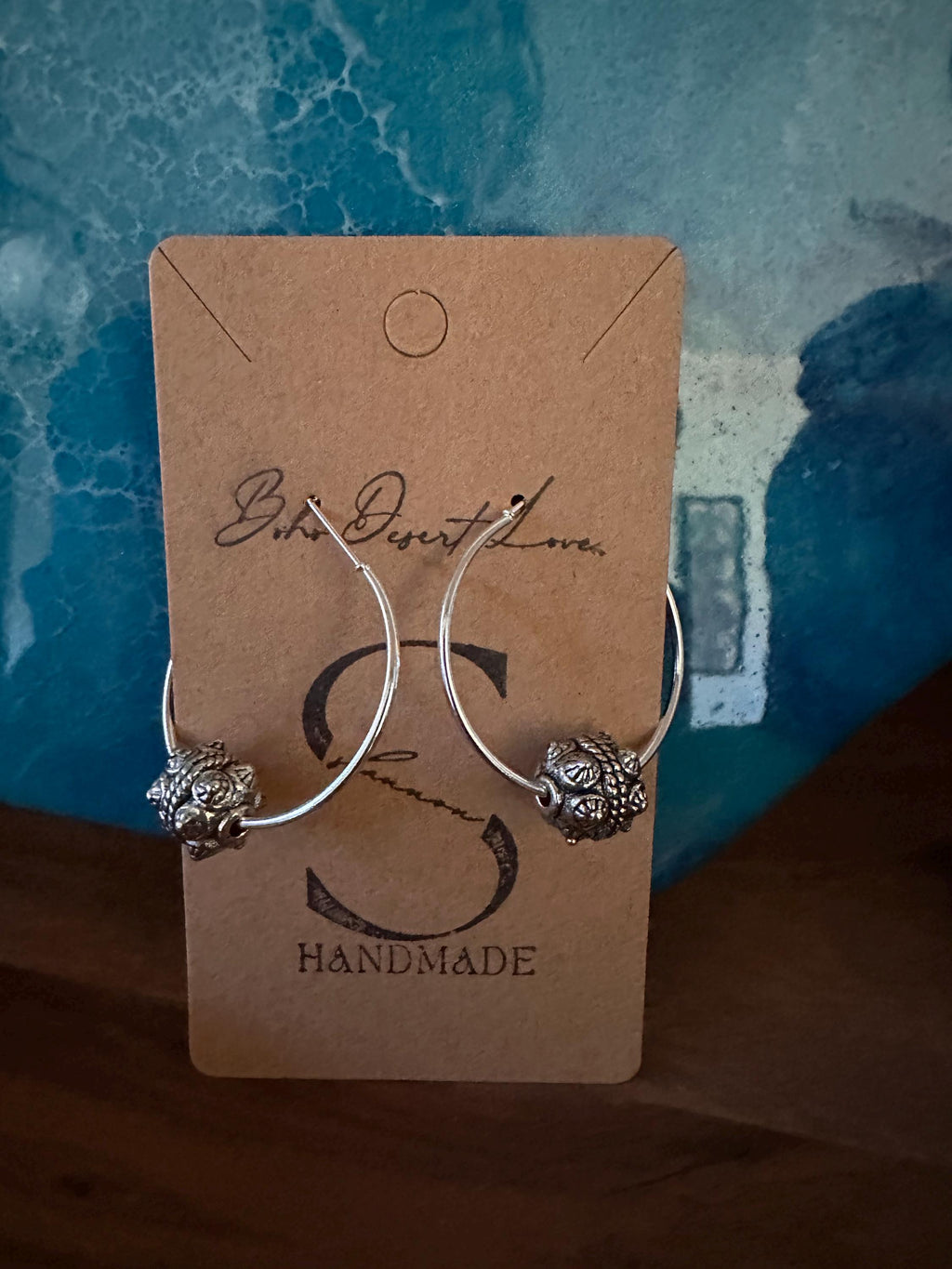 Silver Hoops  30mm with  Antique silver beads