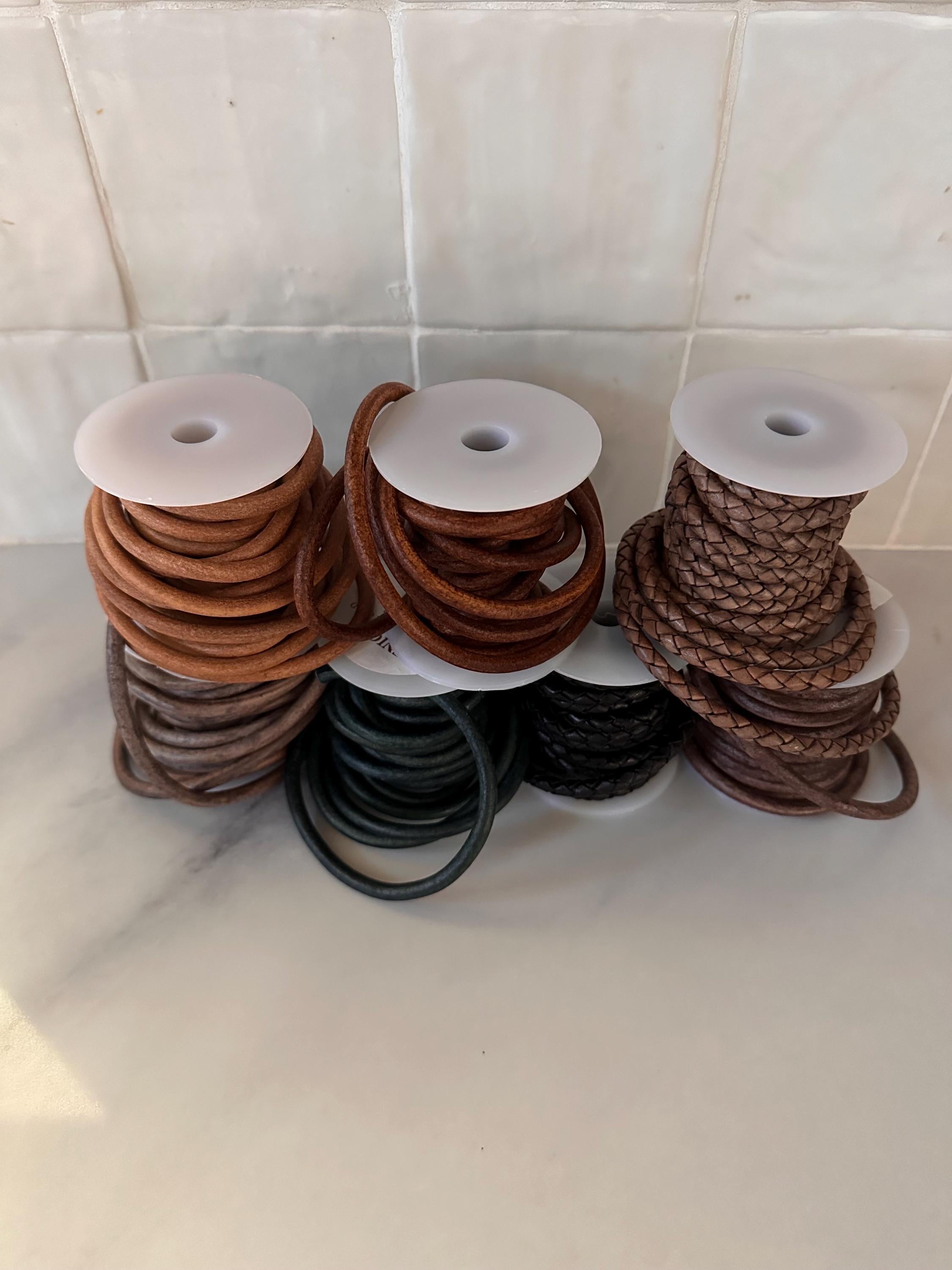 Leather Cuff Bracelet: Silver Bead Slider, Magnetic Clasp