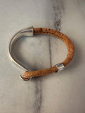 Cuff Bracelet, Cork, Silver Tone Metal