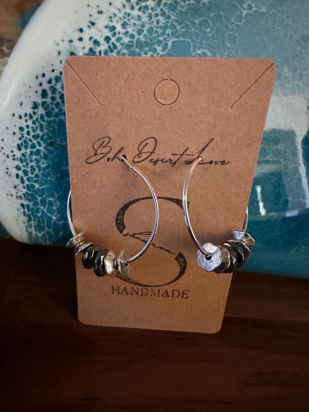 Silver Hoops  30mm with  Antique silver beads