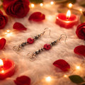 Earrings,  Red Crystal Dangle