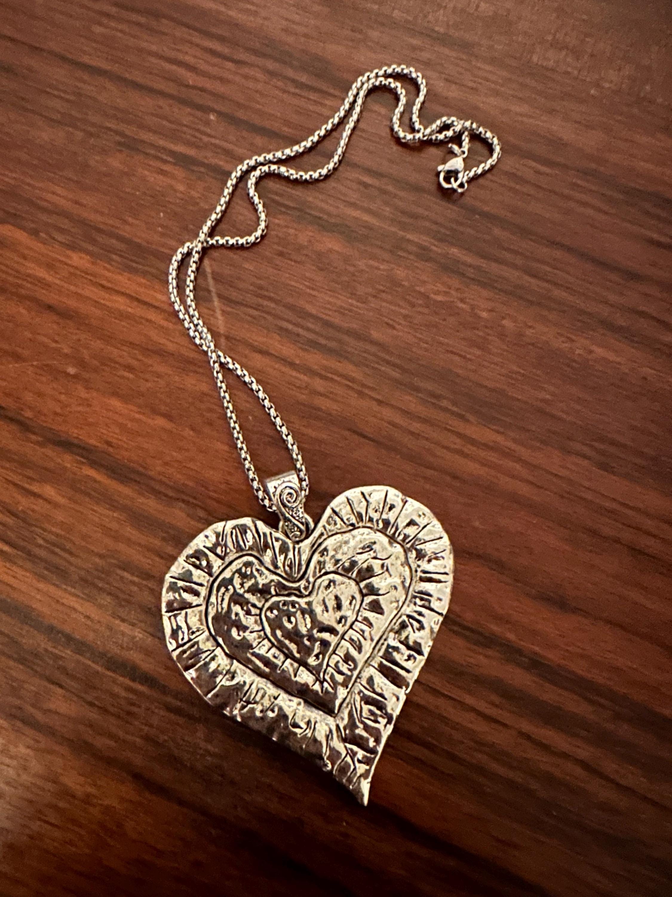 Necklace, Bold Silver Heart