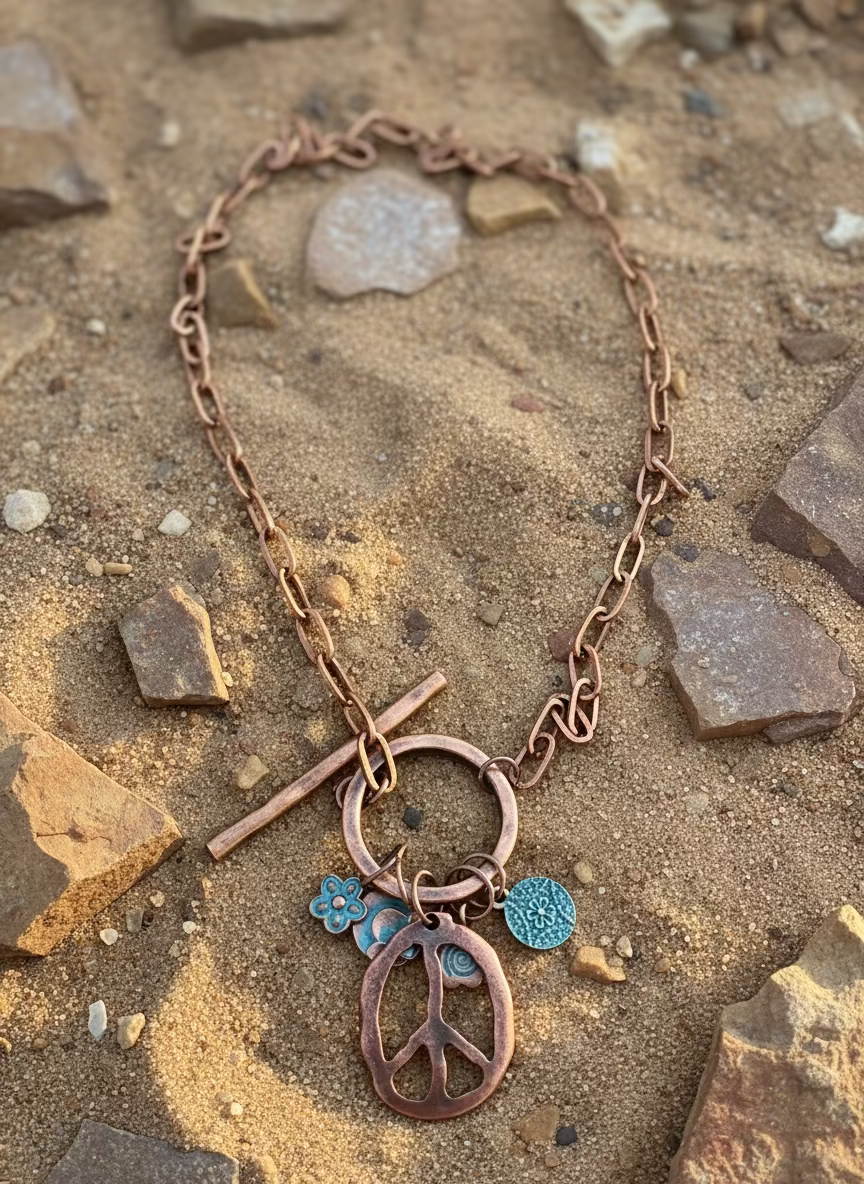 Copper Peace Sign, Charms