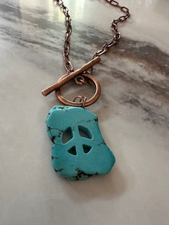Turquoise Peace Sign, Copper Chain