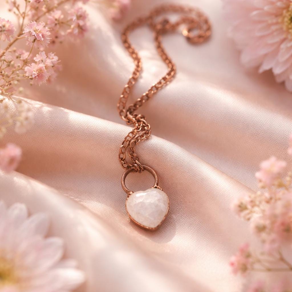 Necklace,  Rose Quartz Heart