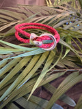 Bracelet, Cork, Red Braided, Silver Zamak Hook