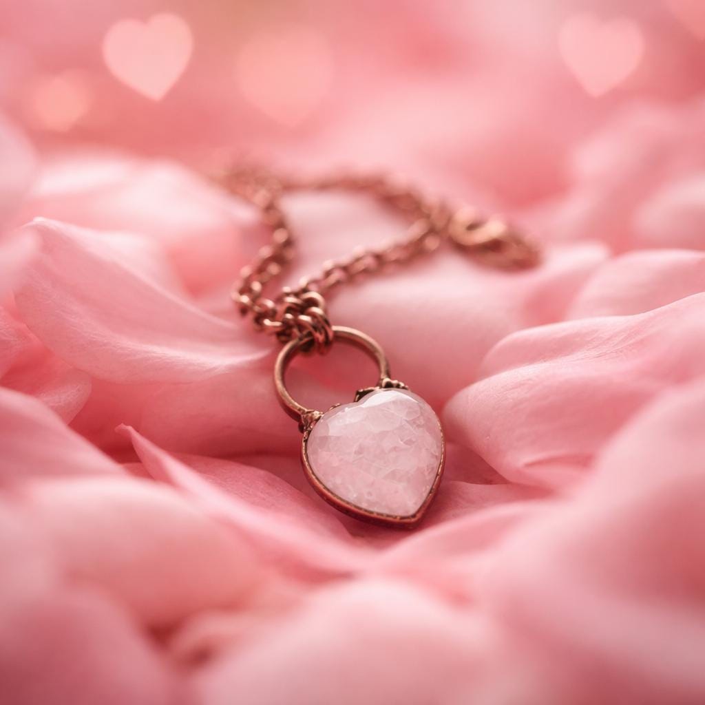 Necklace,  Rose Quartz Heart