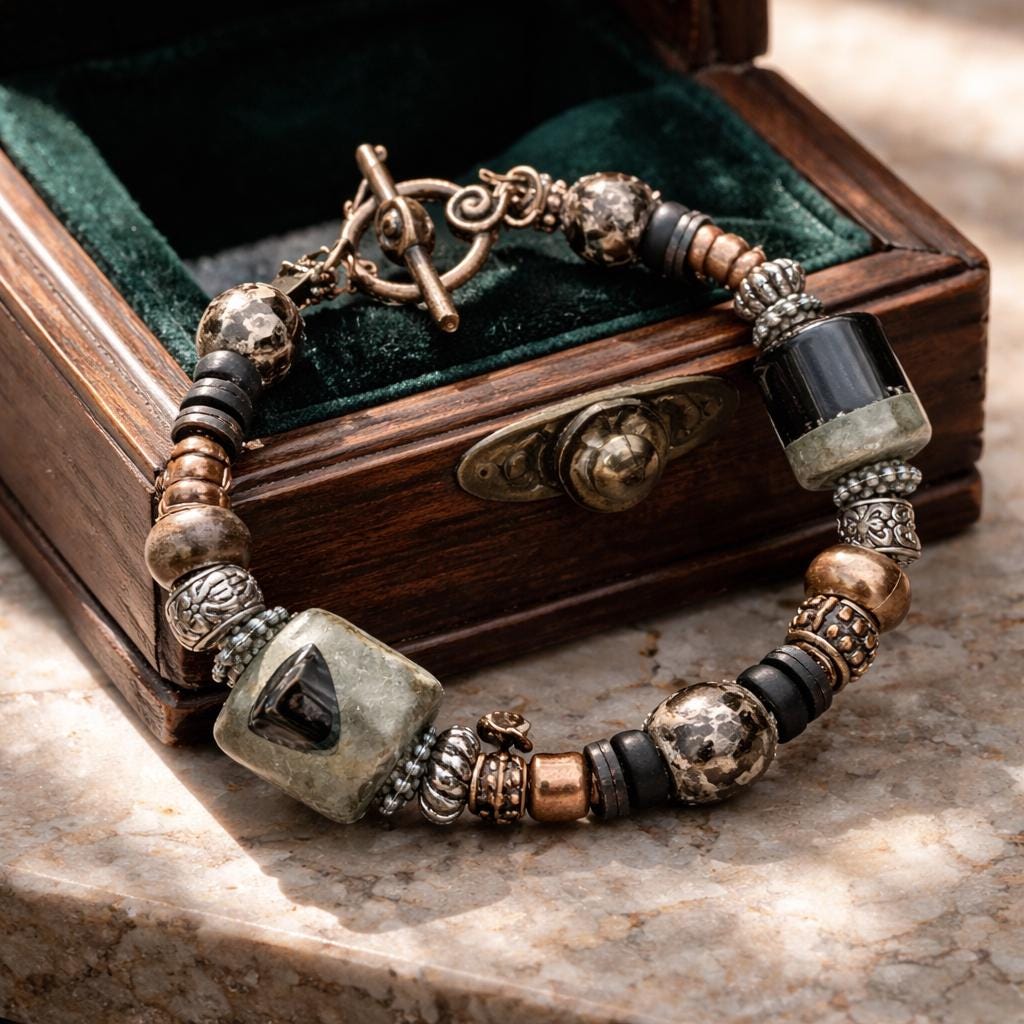 Bracelet, Agate stone beads with copper and mixture of spacers