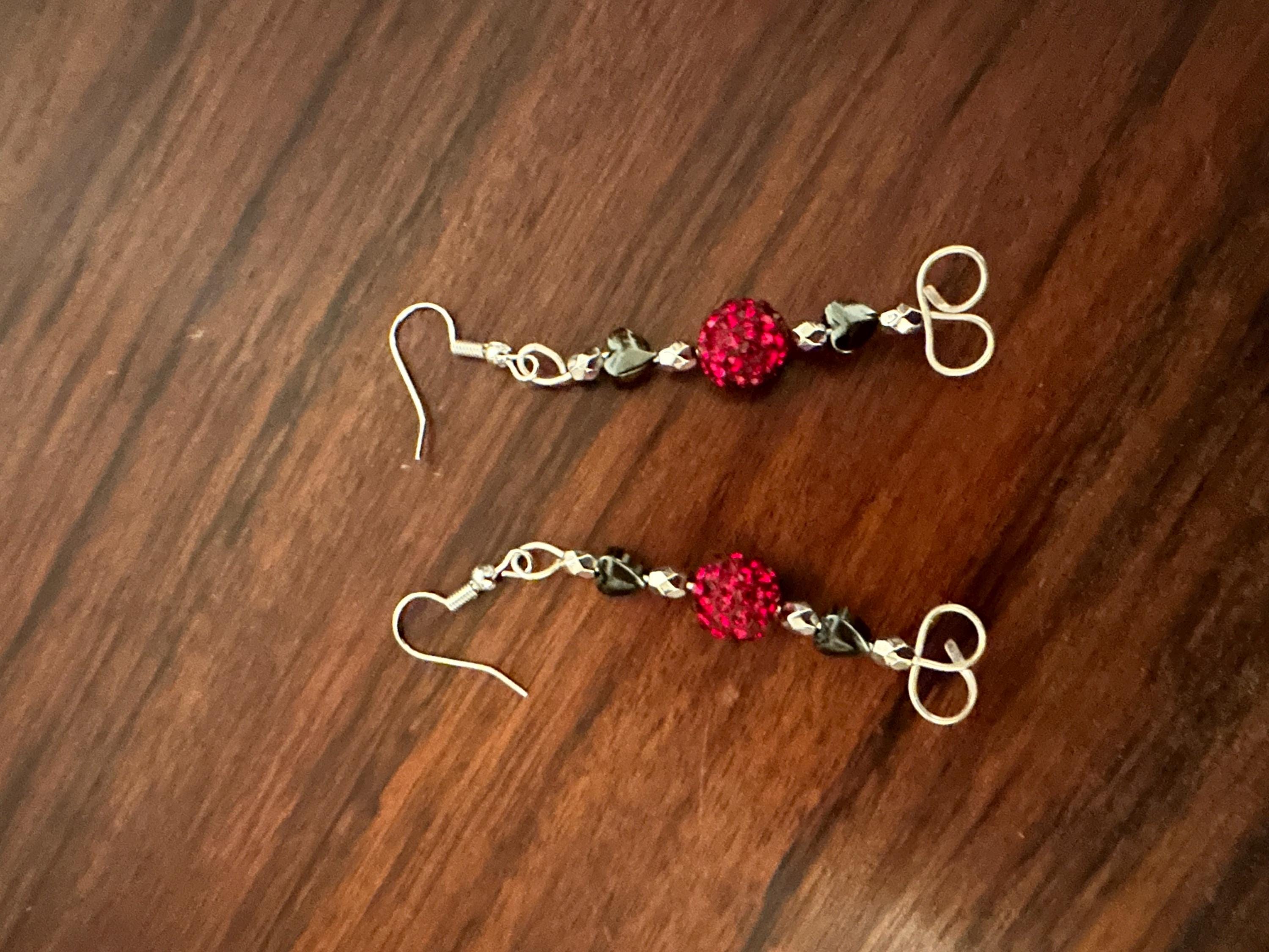 Earrings,  Red Crystal Dangle